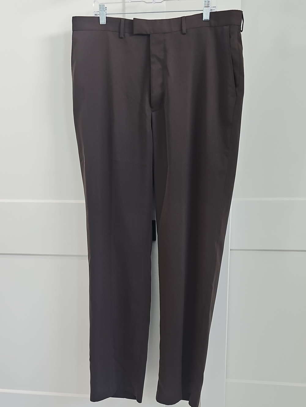 Haggar Dark Brown Mens Flat Front Dress Pants 38-34 Like New